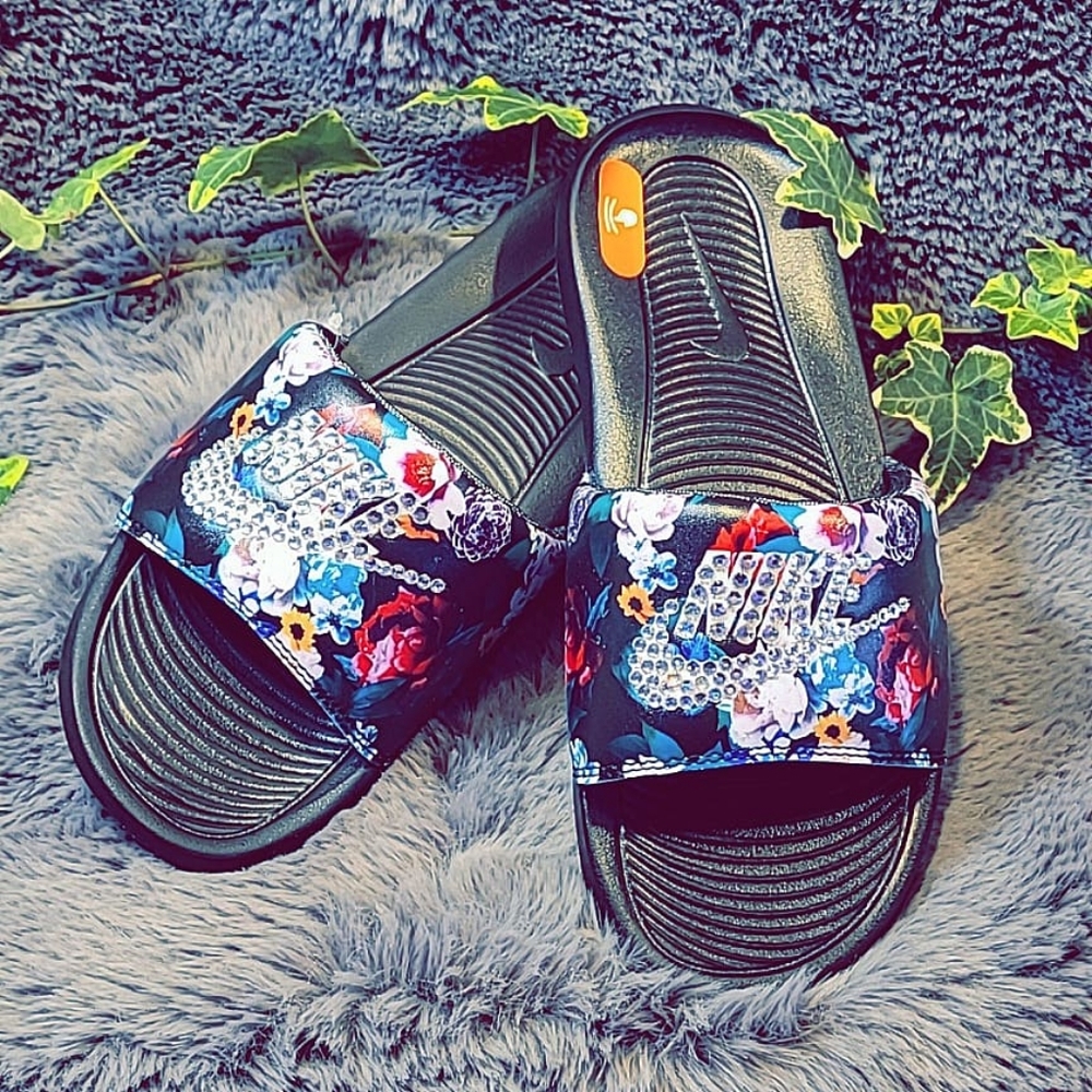 Custom One-Of-A-Kind Rhinestone Nike Slide